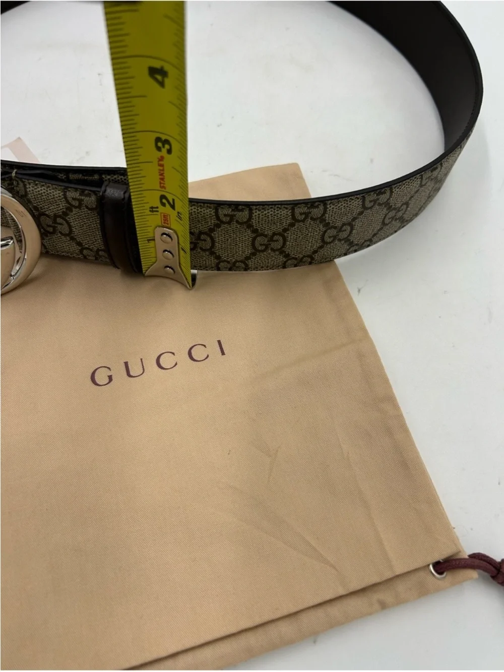 Men’s Gucci GG supreme belt interlocking G buckle size 80/32 inch made Italy